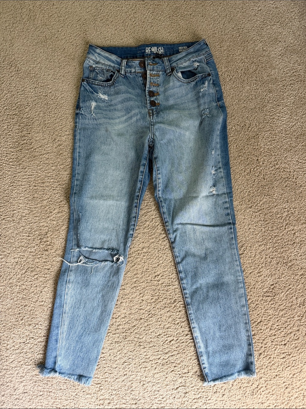 Rewash Women's Light Blue Distressed Boyfriend Jeans
